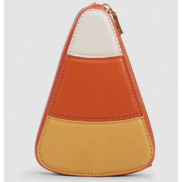 NWT Coach 5736 Halloween Candy Corn Zip Coin Card Case Chalk Leather```` - Picture 2 of 4